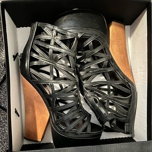 SOLD BEBE Black Block Heels Size 8